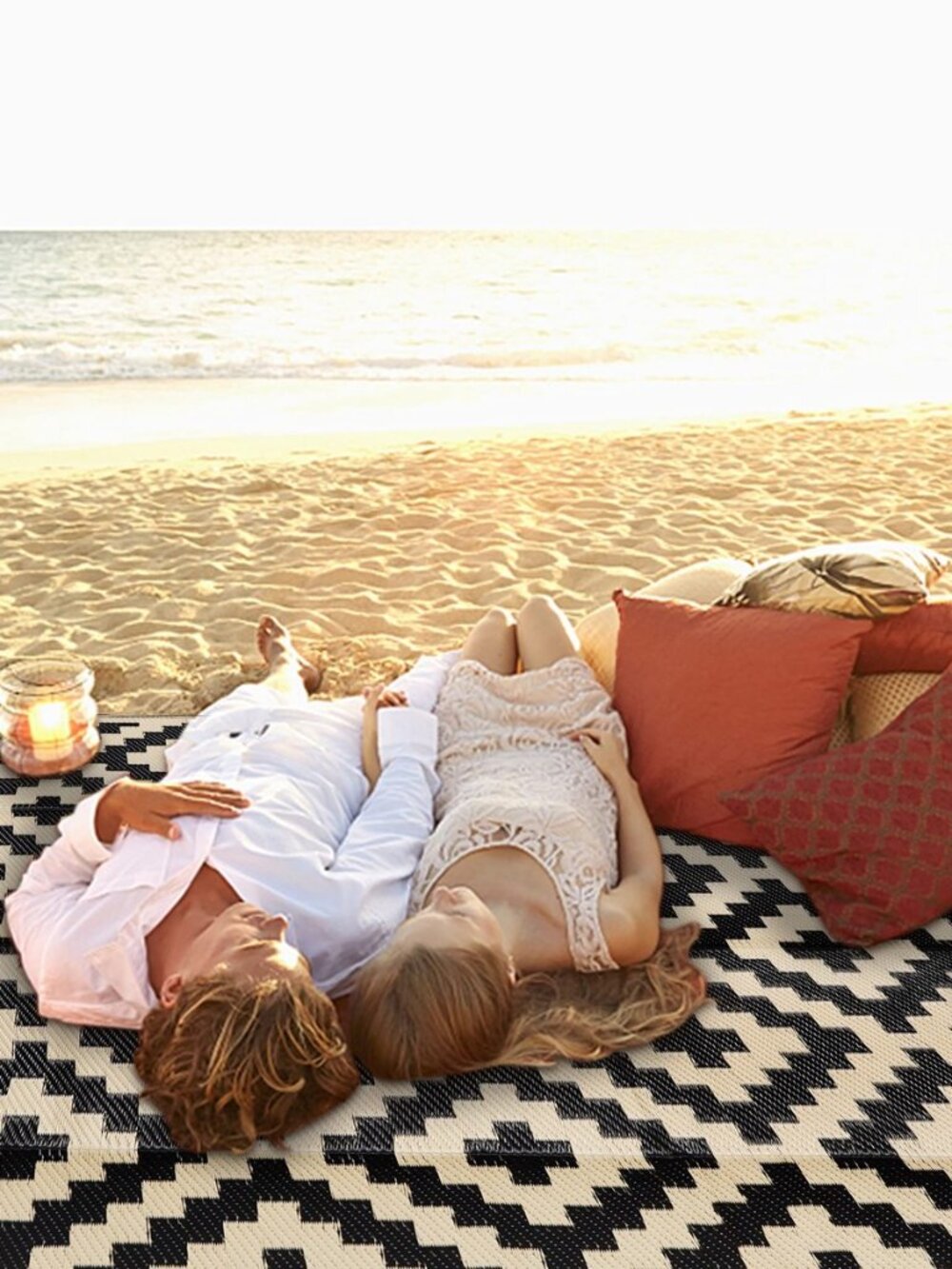 Waterproof Outdoor Rug 5x8 ft, Plastic Reversible Rug, Modern Area Rug, Large - Picture 7 of 8